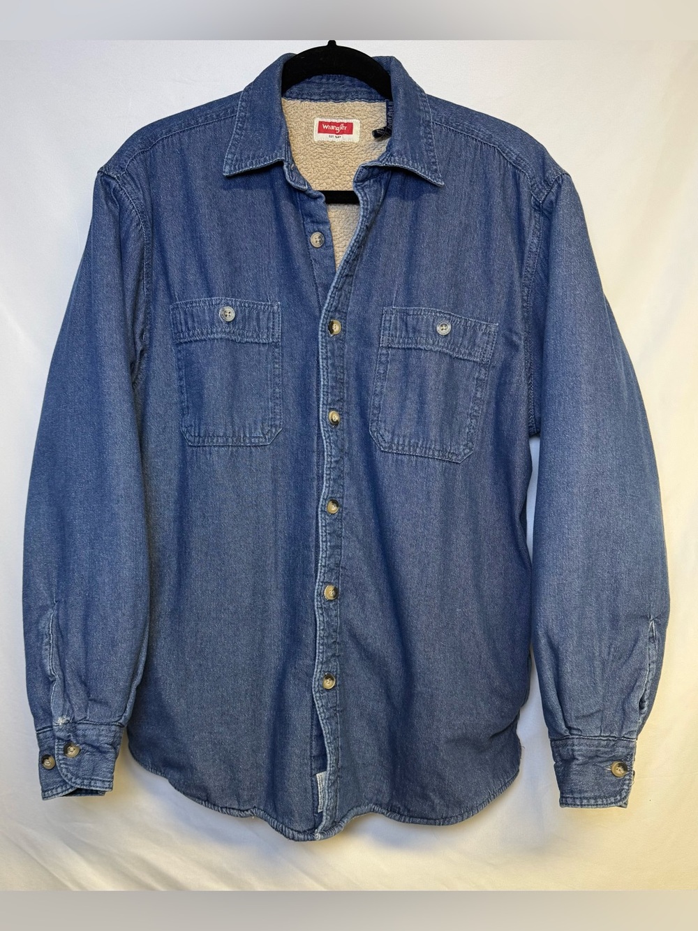 Wrangler Medium Blue Denim Sherpa- Lined Workshirt Jacket